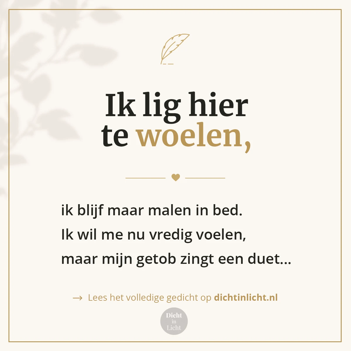 Korte christelijke gedichten troost - onrust, slapeloosheid - Dicht in Licht