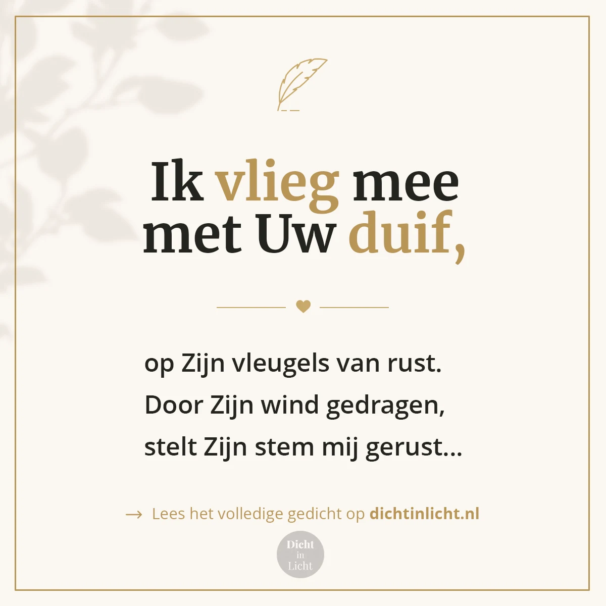Korte christelijke gedichten dankbaarheid - Heilige Geest, Pinksteren, duif - Dicht in Licht
