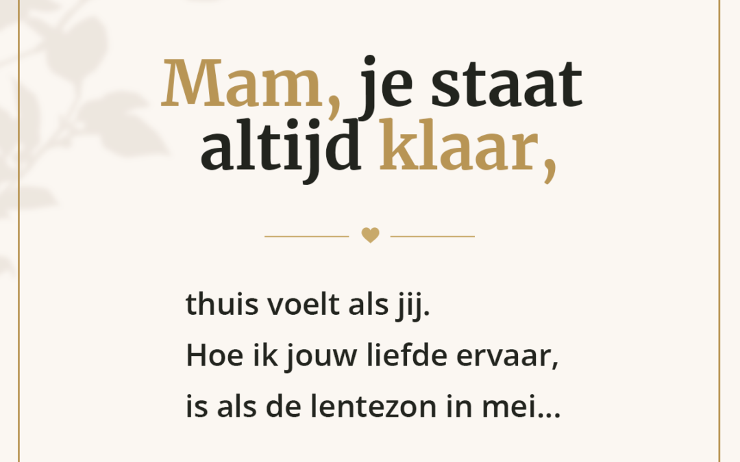 Mam, jij bent thuis