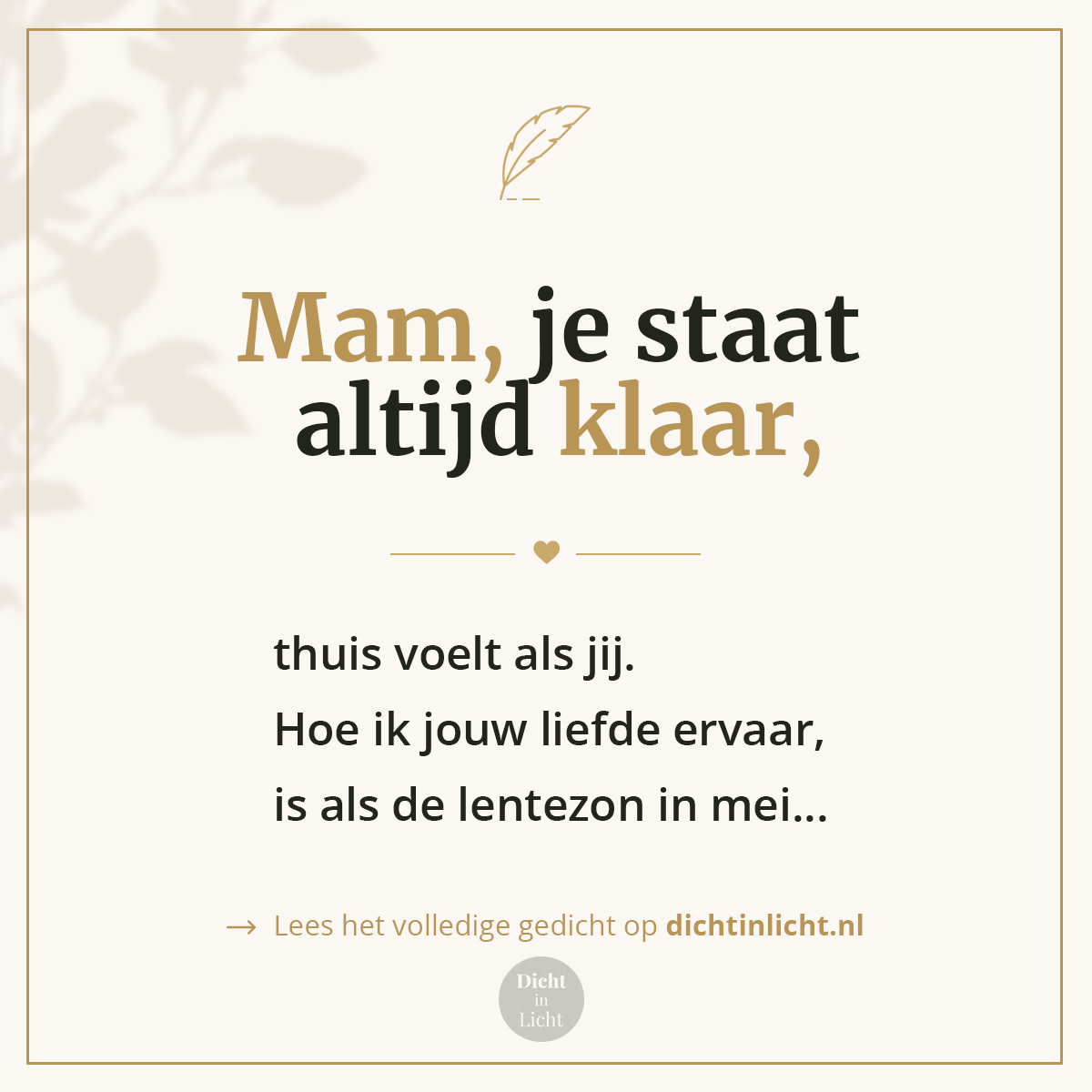 Korte christelijke gedichten kracht - moederdag, mam, moeder - Dicht in Licht