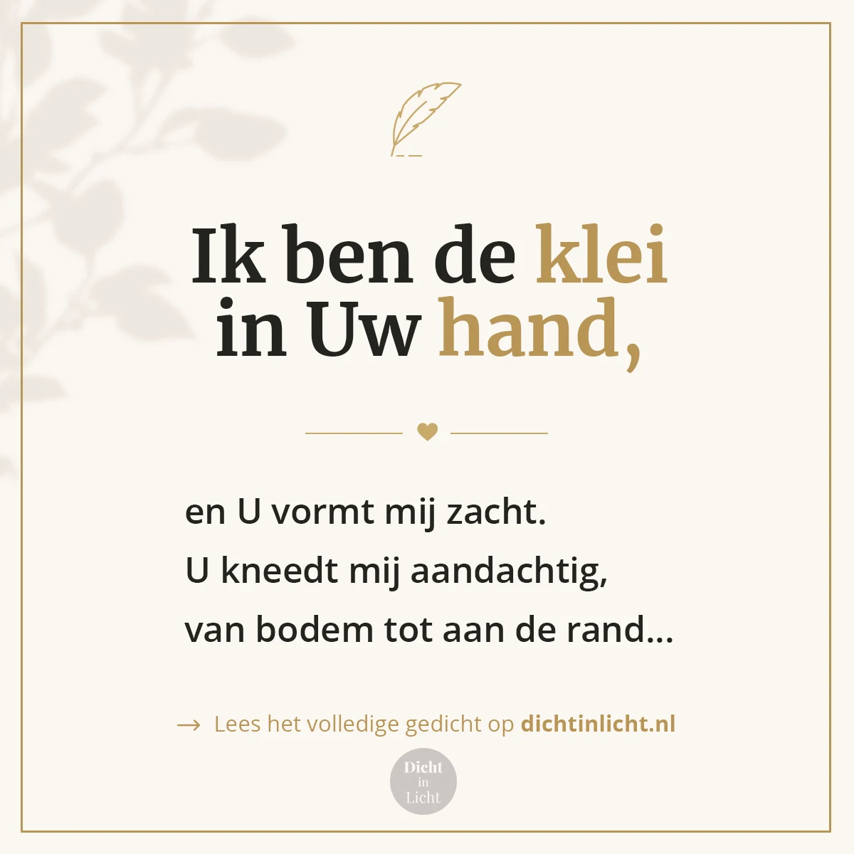 Korte christelijke gedichten dankbaarheid - klei - Dicht in Licht